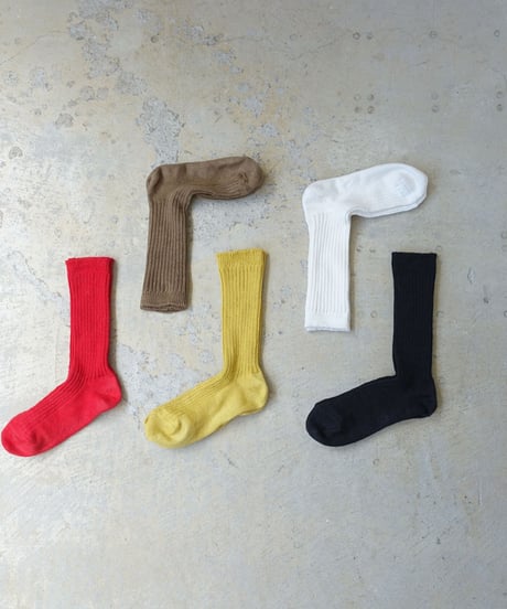 LOITER L019 Linen Color Rib Socks / 3 COLORS : WHITE・YELLOW・RED