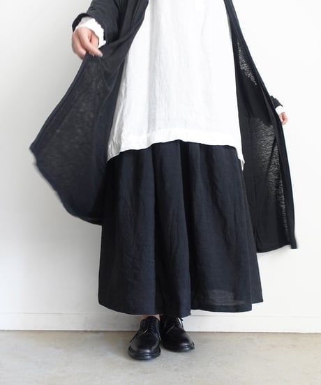 【 LIMITED COLLECTION 】Antiquités noir  801209 Linen Long Robe Cardigan / B : BLACK
