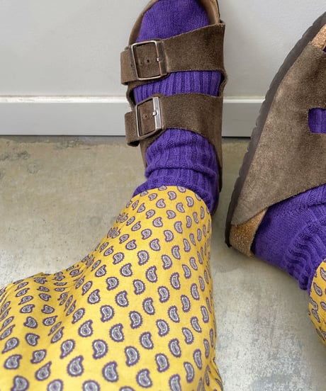 LOITER L019 Linen Color Rib Socks / 3 COLORS : SMOKE PINK・ORANGE・PURPLE