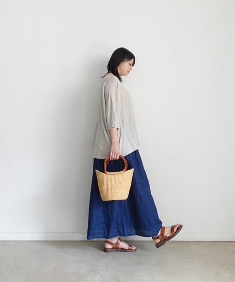 ichiAntiquités 1100922 INDIGO Linen Skirt / 2 COLORS