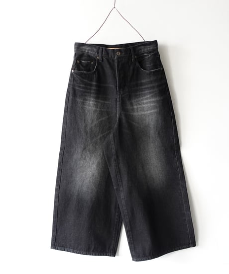 i c h i  230430  DENIM Wide Pants / D : BLACK・2 size