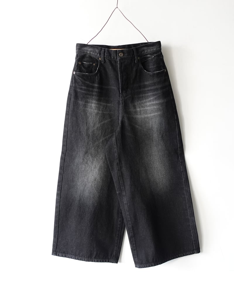 i c h i 230430 DENIM Wide Pants / D : BLACK・2