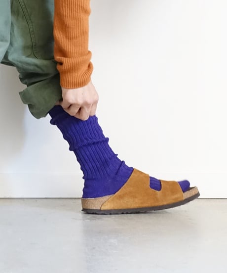 LOITER L019 Linen Color Rib Socks / 3 COLORS : SMOKE PINK・ORANGE・PURPLE