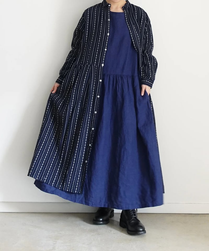 ichiAntiquités 1000910 INDIGO Dobby Stripe Shi