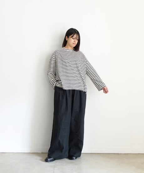 ichiAntiquités 1100643 Cotton Border Pullover / 2 COLORS
