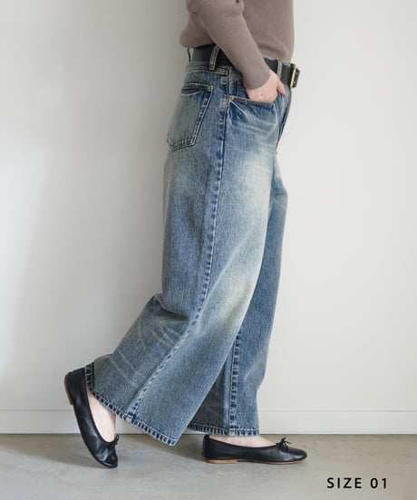 i c h i  230430  DENIM Wide Pants / A : LIGHT・2 size