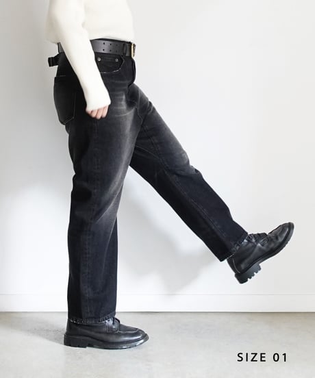 i c h i  241230 Denim Sarrouel Pants / D : BLACK・2 SIZE