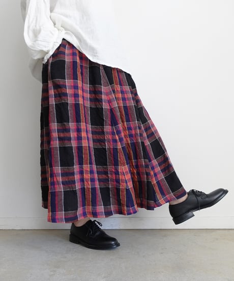 ichiAntiquités  1001115  Linen Cotton Check Skirt / 2 COLORS