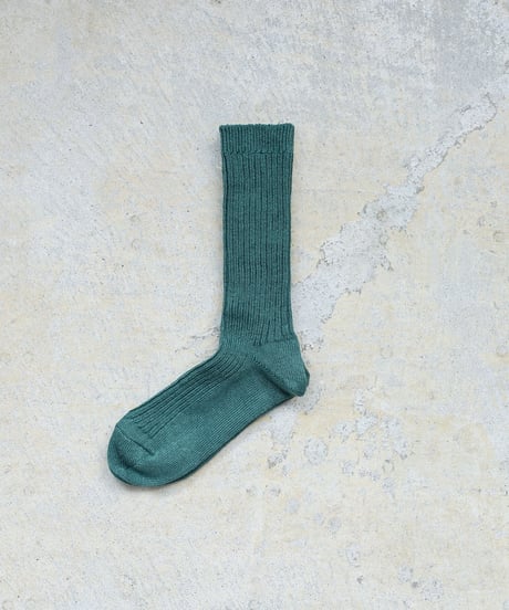 LOITER L019 Linen Color Rib Socks / 4 COLORS : GREEN・BLUE・GRAY・CHOCOLATE