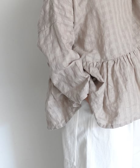 ichiAntiquités 1101107 Linen Cotton Gingham Check Pullover / 3 COLORS