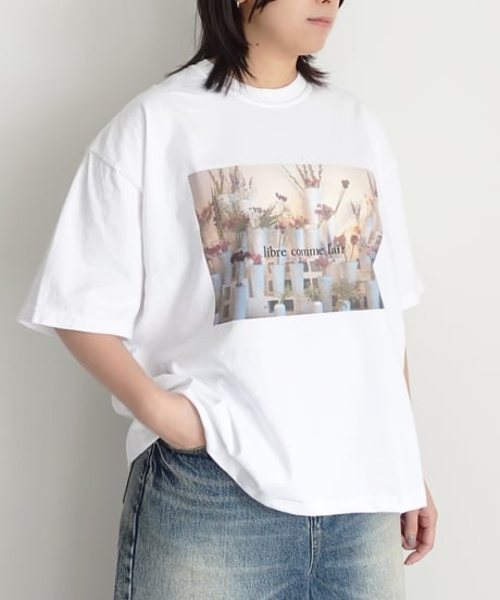 i c h i  251056  "Libre Comme l'Air" Flower Atelier Pigment Over T Shirt / 2 COLORS