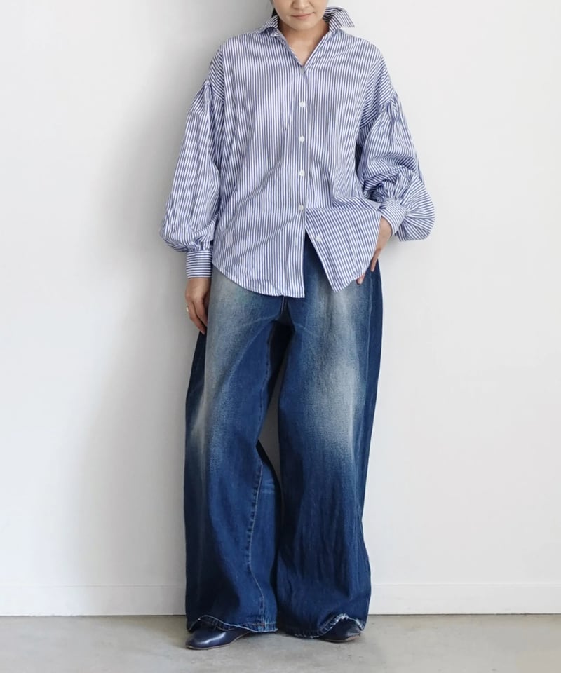 i c h i 230430 DENIM Wide Pants / B : DARK・2