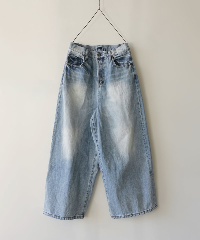 i c h i 230430 DENIM Wide Pants / C : SAXE BL