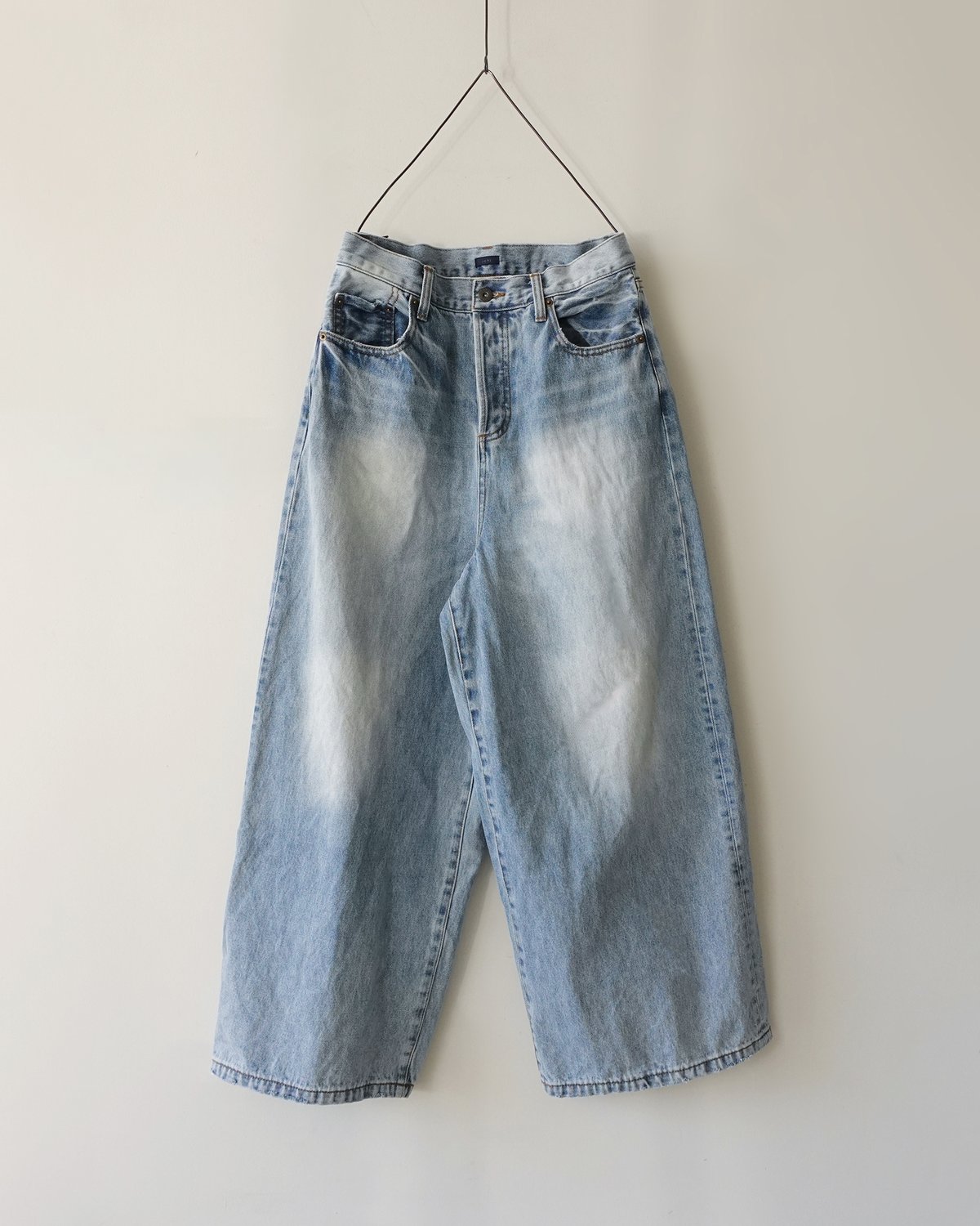 i c h i 230430 DENIM Wide Pants / C : SAXE BL