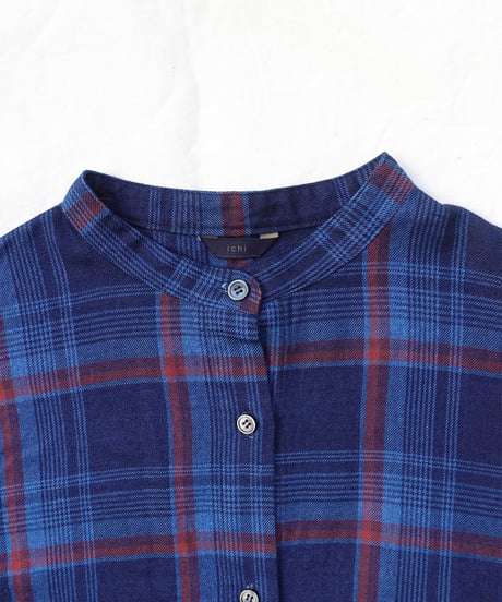 i c h i  250706  INDIGO Organic Cotton Check Dress / 2 COLORS