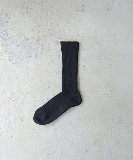 LOITER L019 Linen Color Rib Socks / 2 COLORS : COFFEE・BLACK