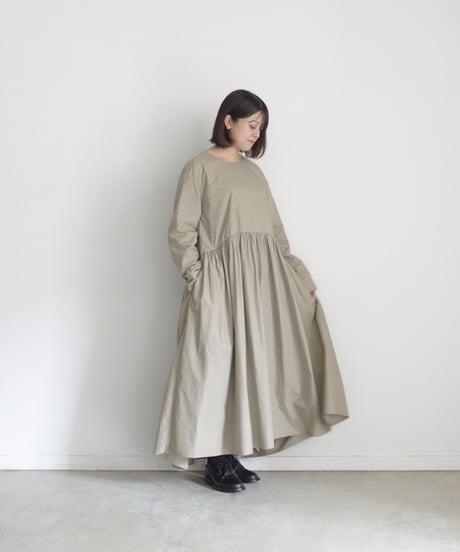 ichiAntiquités 1100316 Cotton Typewriter Gather Dress / 2 COLORS
