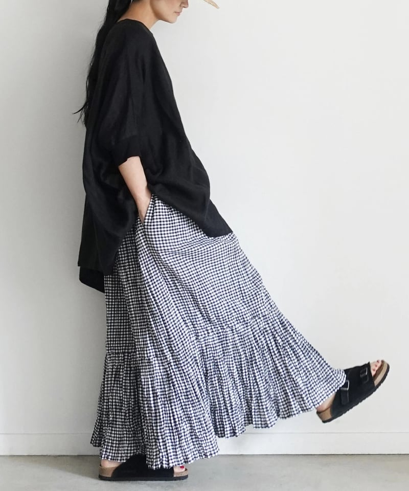 新品未使用タグ付き　ichi　コットンボイル クリンクルスカート　シワ加工 i c h i 221223 Cotton Voile Crinkle Skirt /