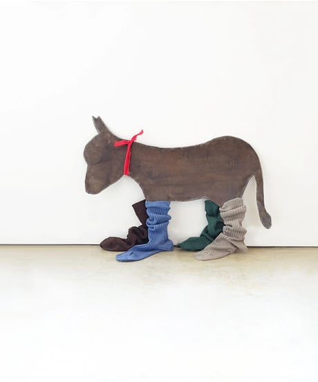 LOITER L019 Linen Color Rib Socks / 4 COLORS : GREEN・BLUE・GRAY・CHOCOLATE