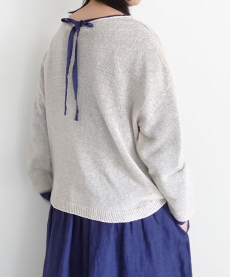 ichiAntiquités 1100960 Cotton Linen Wholegarment Knit Pullover / 3 COLORS