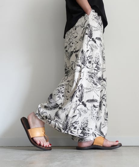 ichiAntiquités 1101125 Rayon Linen Botanical Print Relax Pants / 2 COLORS