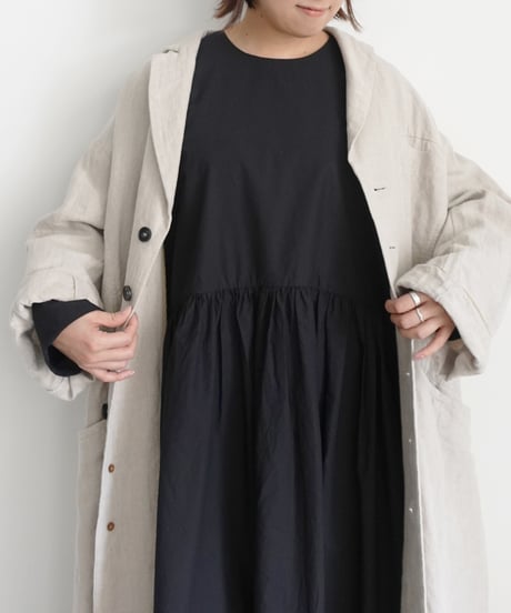 ichiAntiquités 1100316 Cotton Typewriter Gather Dress / 2 COLORS