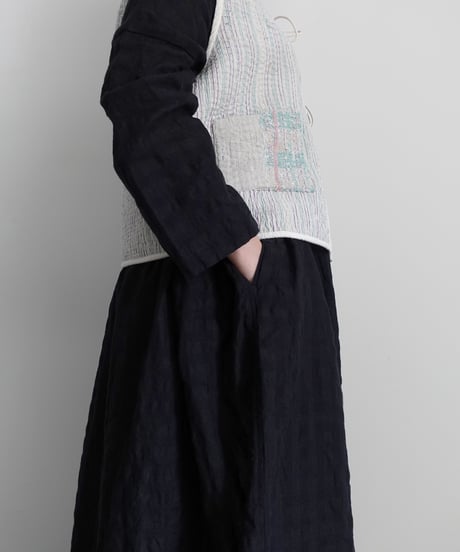 ichiAntiquités 1101109 Linen Cotton Gingham Check Dress / 2 COLORS