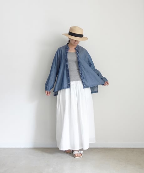 i c h i  251213  Denim Frill Shirt / 2 COLORS
