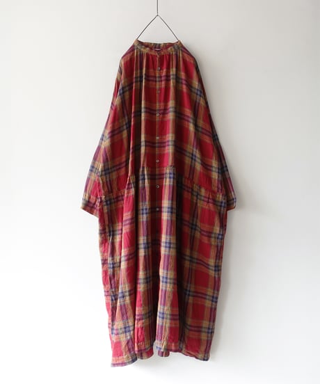 ichiAntiquités 1100902 Linen Cotton Tartan Check Shirt Dress / 3 COLORS