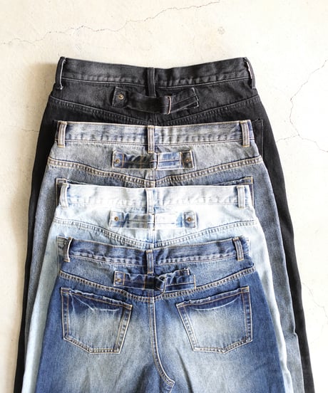 i c h i  241230 Denim Sarrouel Pants / D : BLACK・2 SIZE