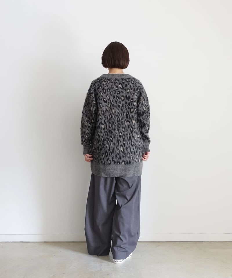 i c h i 250464 Shaggy Leopard Knit Cardigan /