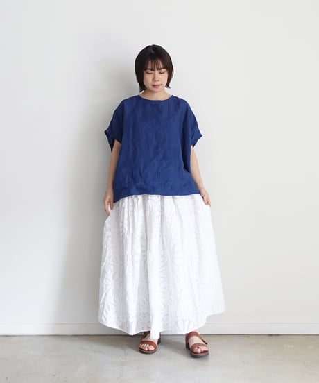 ichiAntiquités 1001116  INDIGO Linen French sleeve Over Pullover / A : INDIGO