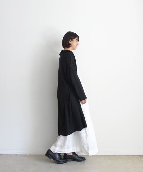 【 LIMITED COLLECTION 】Antiquités noir  801209 Linen Long Robe Cardigan / B : BLACK