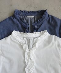 i c h i  251213  Denim Frill Shirt / 2 COLORS
