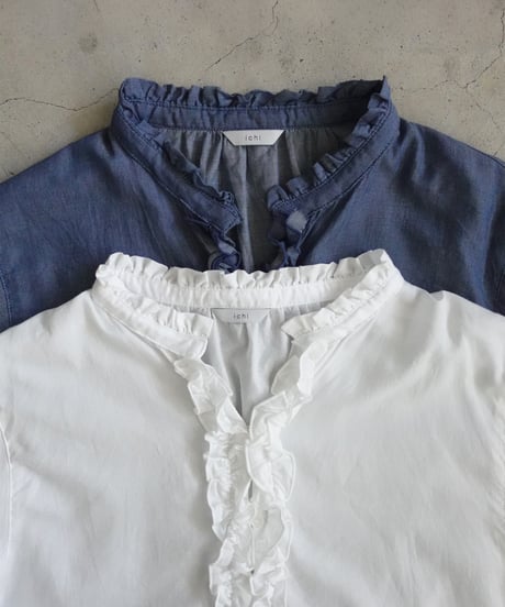 i c h i  251213  Denim Frill Shirt / 2 COLORS