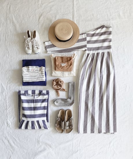 i c h i 251035 Cotton Linen Border Dress / 2 COLORS