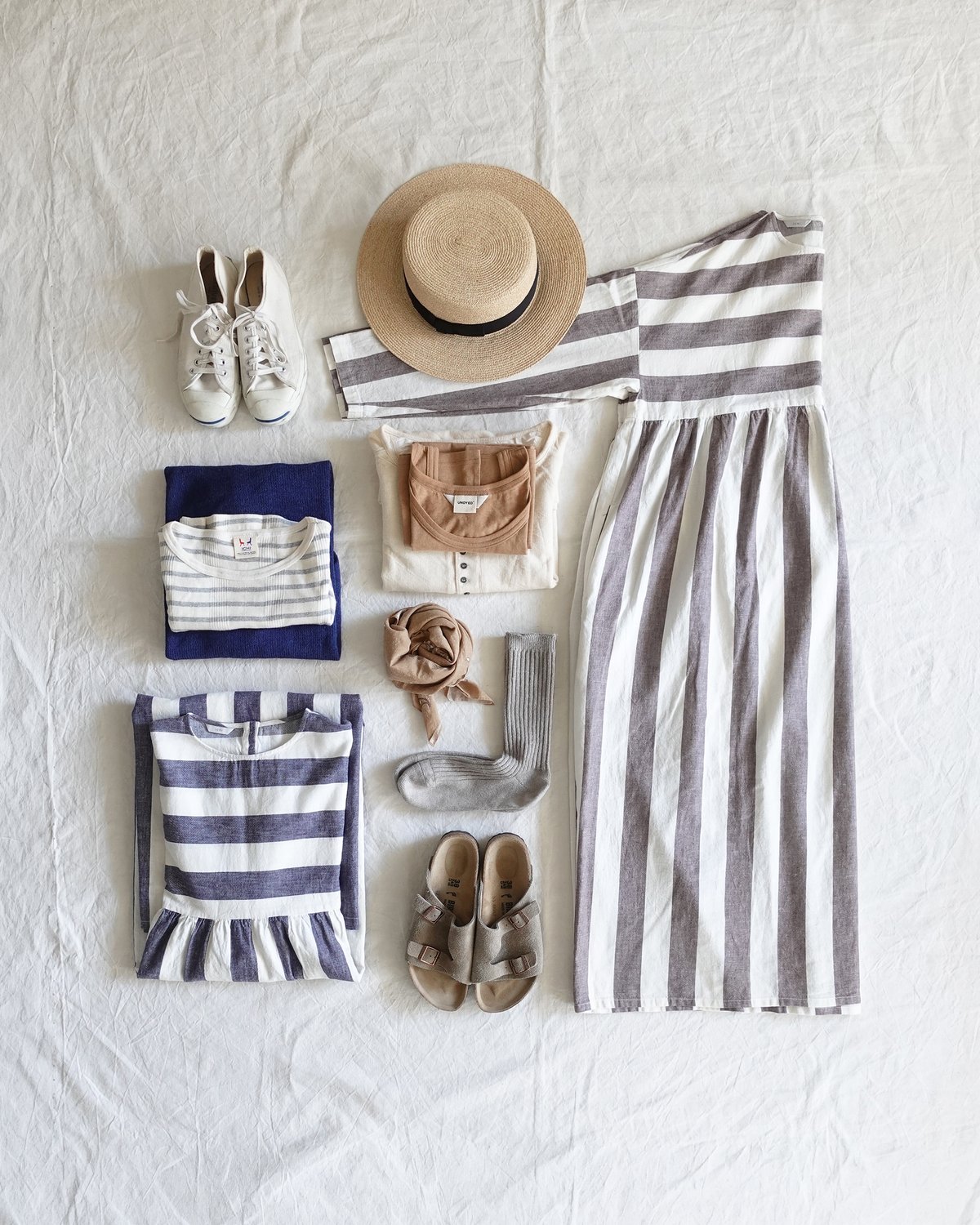i c h i 251035 Cotton Linen Border Dress / 2 CO