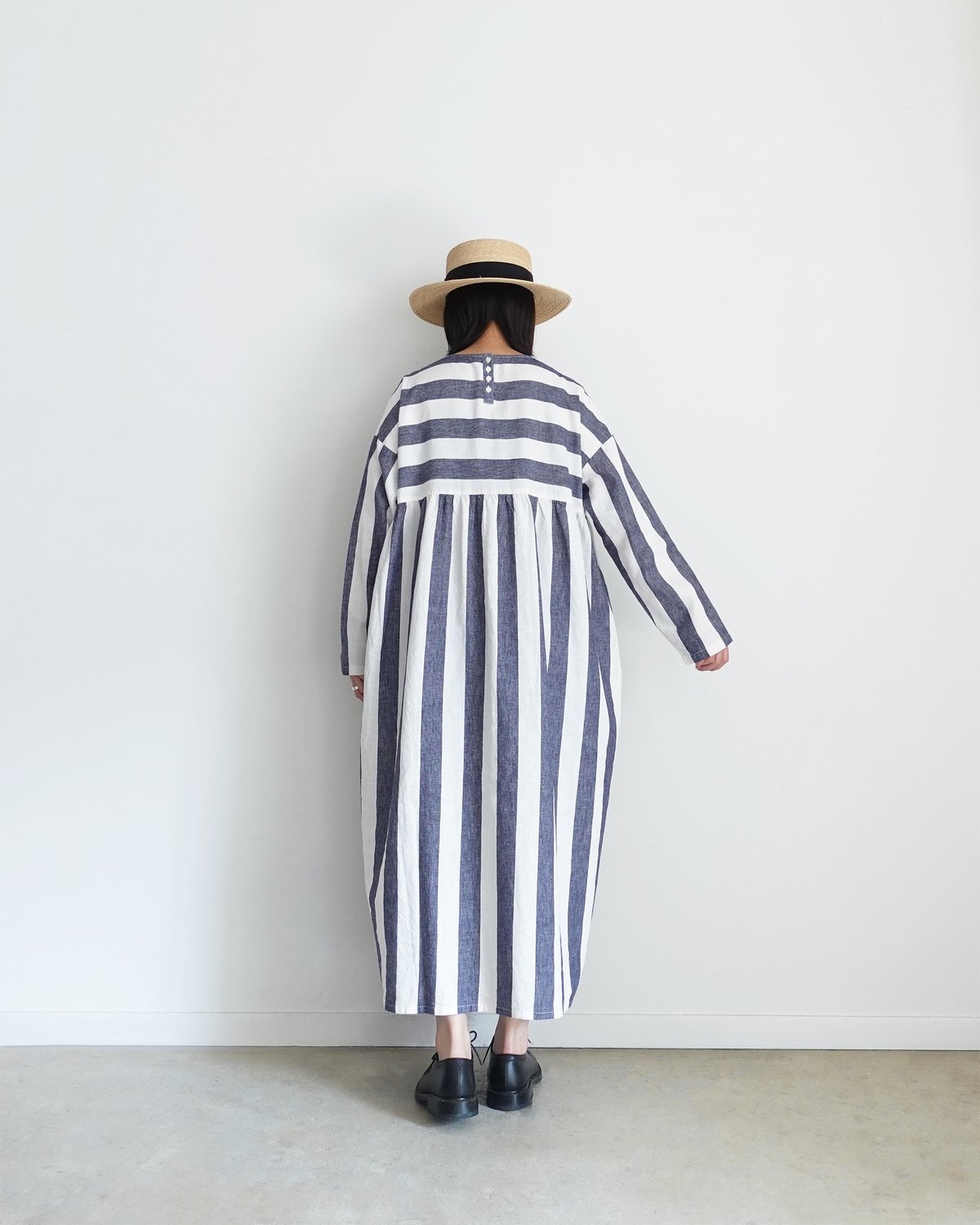 i c h i 251035 Cotton Linen Border Dress / 2 CO...