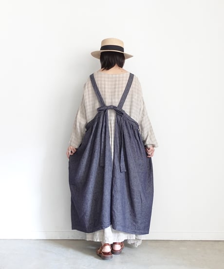 ichiAntiquités 1100934 Linen Cotton Denim Apron Dress / 2 COLORS