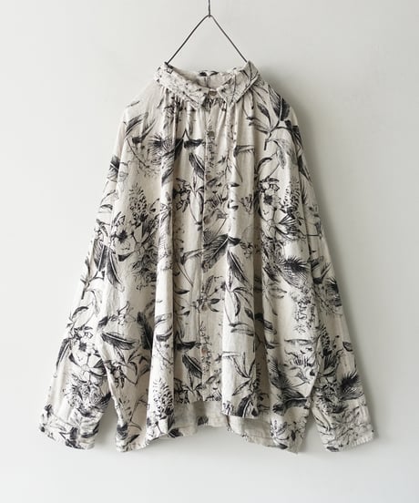 ichiAntiquités 1101123 Rayon Linen Botanical Print Shirt / 2 COLORS