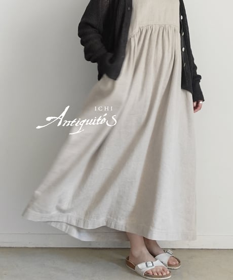 ichiAntiquités 1000924 Linen Cotton DENIM Sleeveless Dress / 2 COLORS