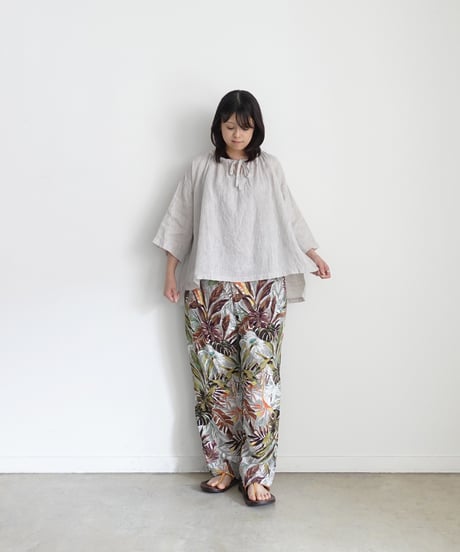 i c h i  251004 French Linen Gathered Blouse / 2 COLORS
