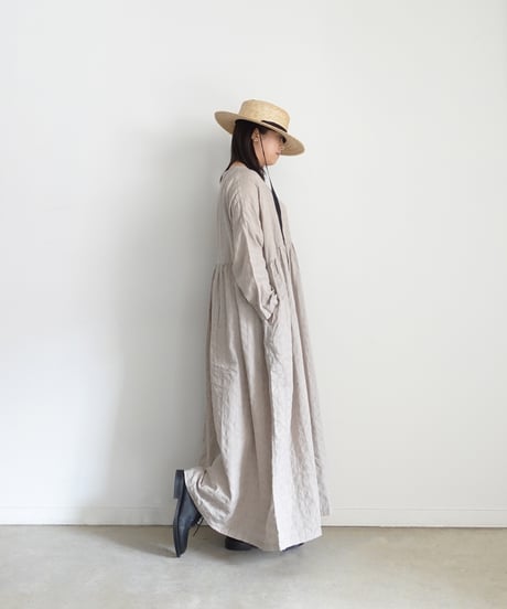 ichiAntiquités 1101109 Linen Cotton Gingham Check Dress / 2 COLORS