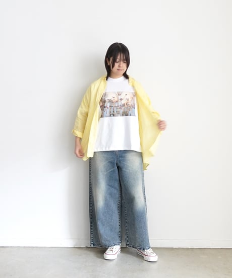i c h i  251056  "Libre Comme l'Air" Flower Atelier Pigment Over T Shirt / 2 COLORS