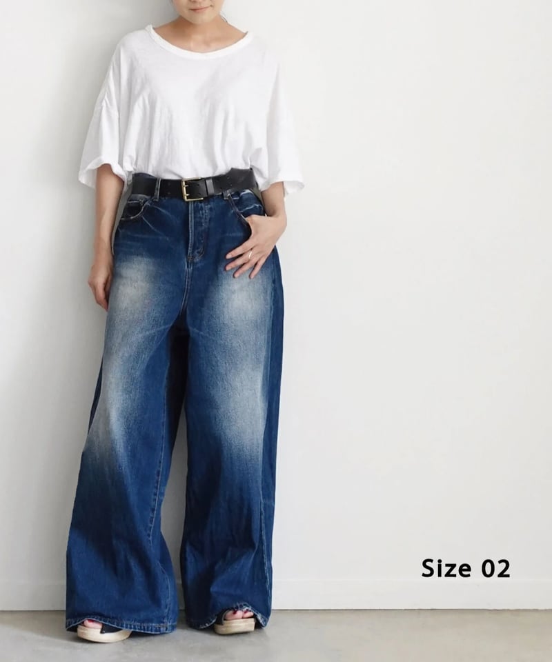 i c h i 230430 DENIM Wide Pants / B : DARK・2