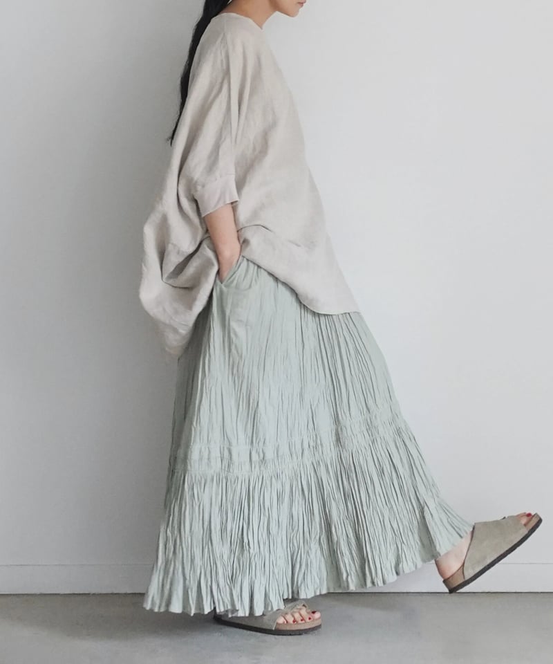 新品未使用タグ付き　ichi　コットンボイル クリンクルスカート　シワ加工 i c h i 221223 Cotton Voile Crinkle Skirt /