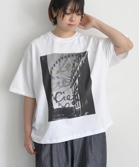 i c h i  250149  "Libre Comme l'Air" Ferris Wheel Pigment Over T Shirt / 2 COLORS
