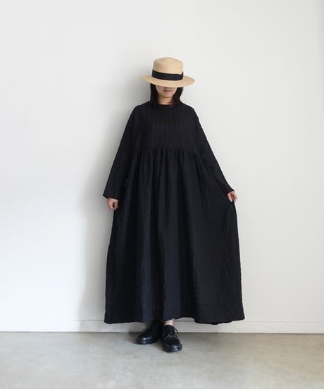 ichiAntiquités 1101109 Linen Cotton Gingham Check Dress / 2 COLORS