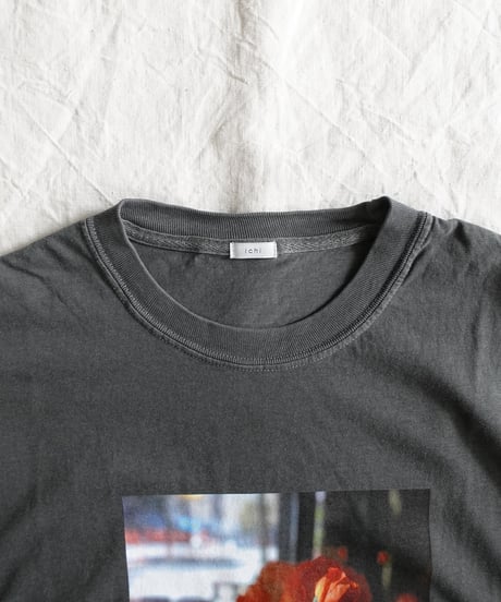 i c h i  251055  "Libre Comme l'Air" Flower Bloom Pigment Over T Shirt / 2 COLORS