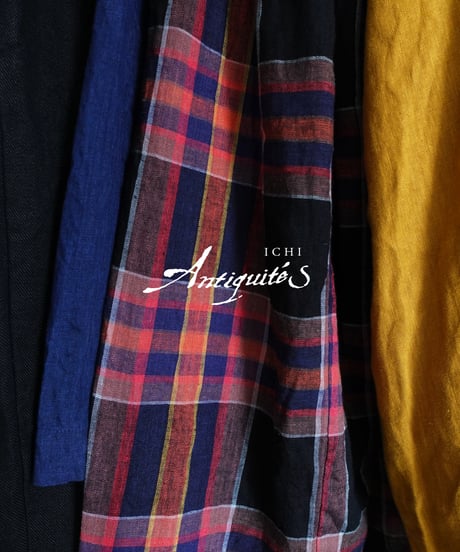 ichiAntiquités  1001115  Linen Cotton Check Skirt / 2 COLORS